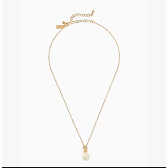 NWT Kate Spade Sailor's Knot Faux Pearl Pendant Gold Chain 17-20" Necklace $70 - Picture 4 of 8
